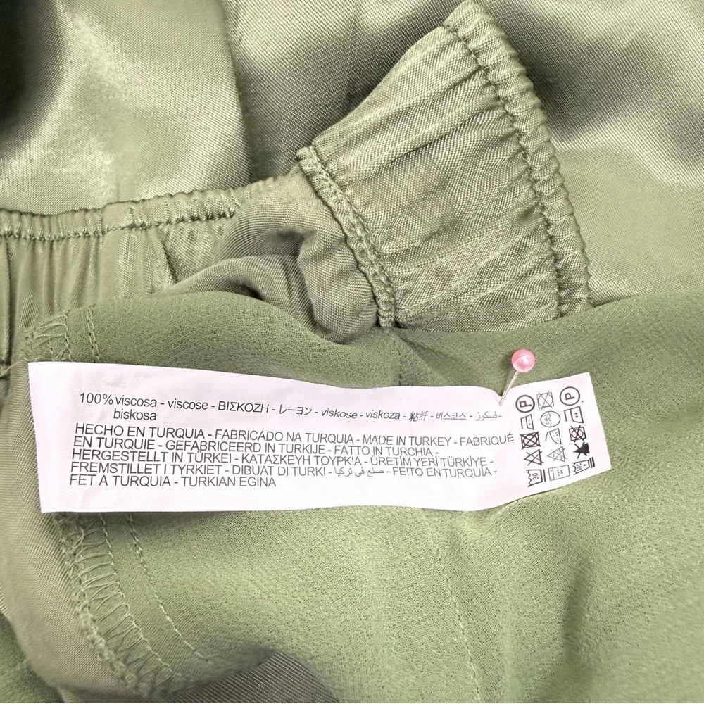 ZARA Olive Green Satin 2-Piece Set/Oversized Top XS/Pants L NWOT - Picture 11 of 11